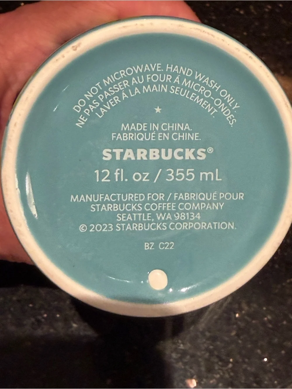 Starbucks Magnolia Blue Floral 12oz Ceramic Travel Tumbler w/Lid